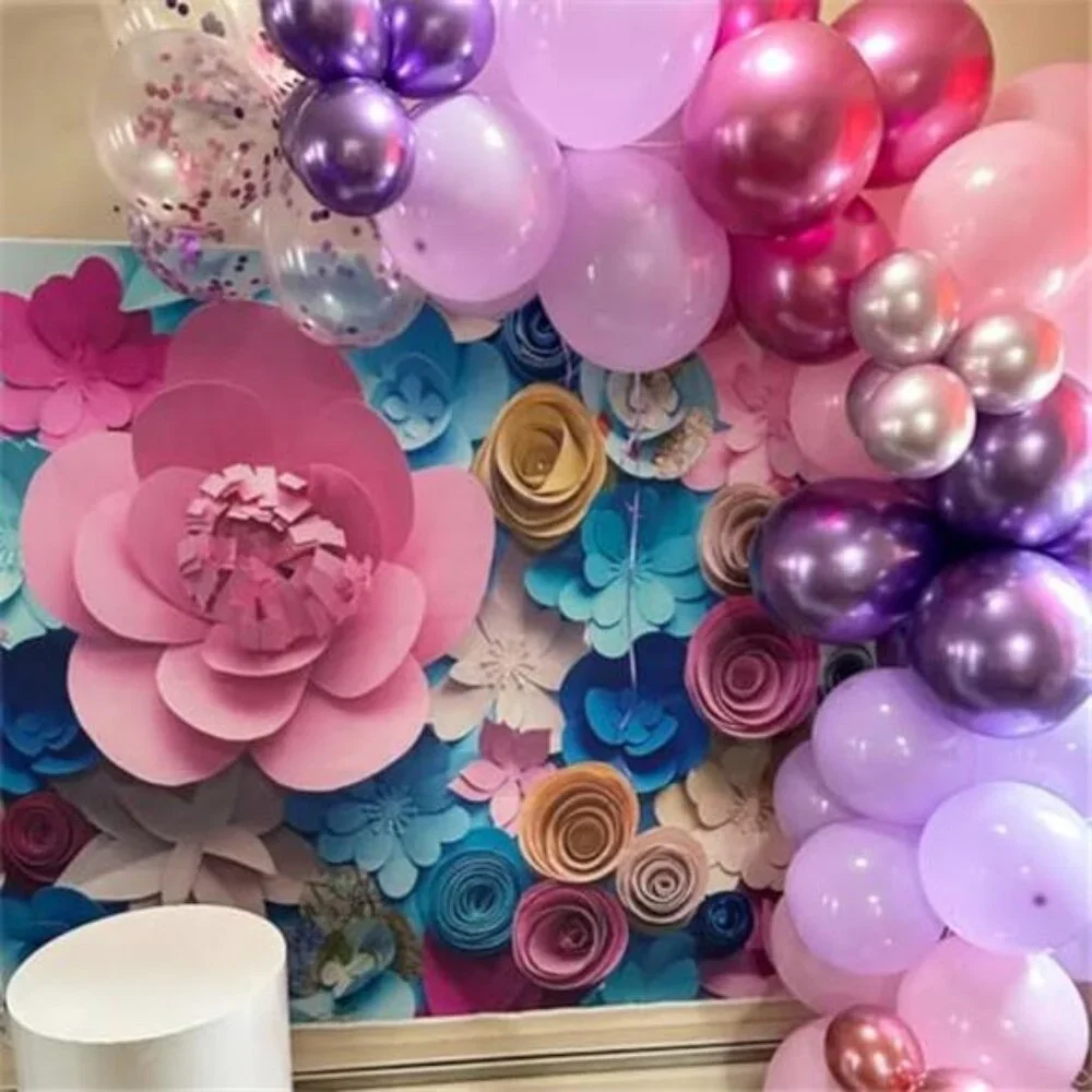 Pink Purple Balloons 50 Pack 12 Inch Confetti Metallic Latex Party Decorations